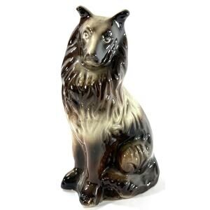 MCS Brazil Handcrafted Collectibles Collie Dog Figurine Brown Glazed Ceramic 7”